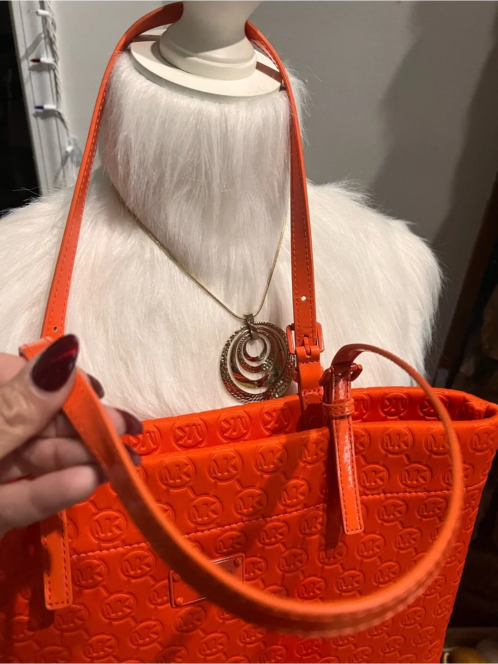 Michael Kors Bright Orange Embossed Tote
